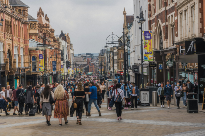 A UK High street busy with shoppers