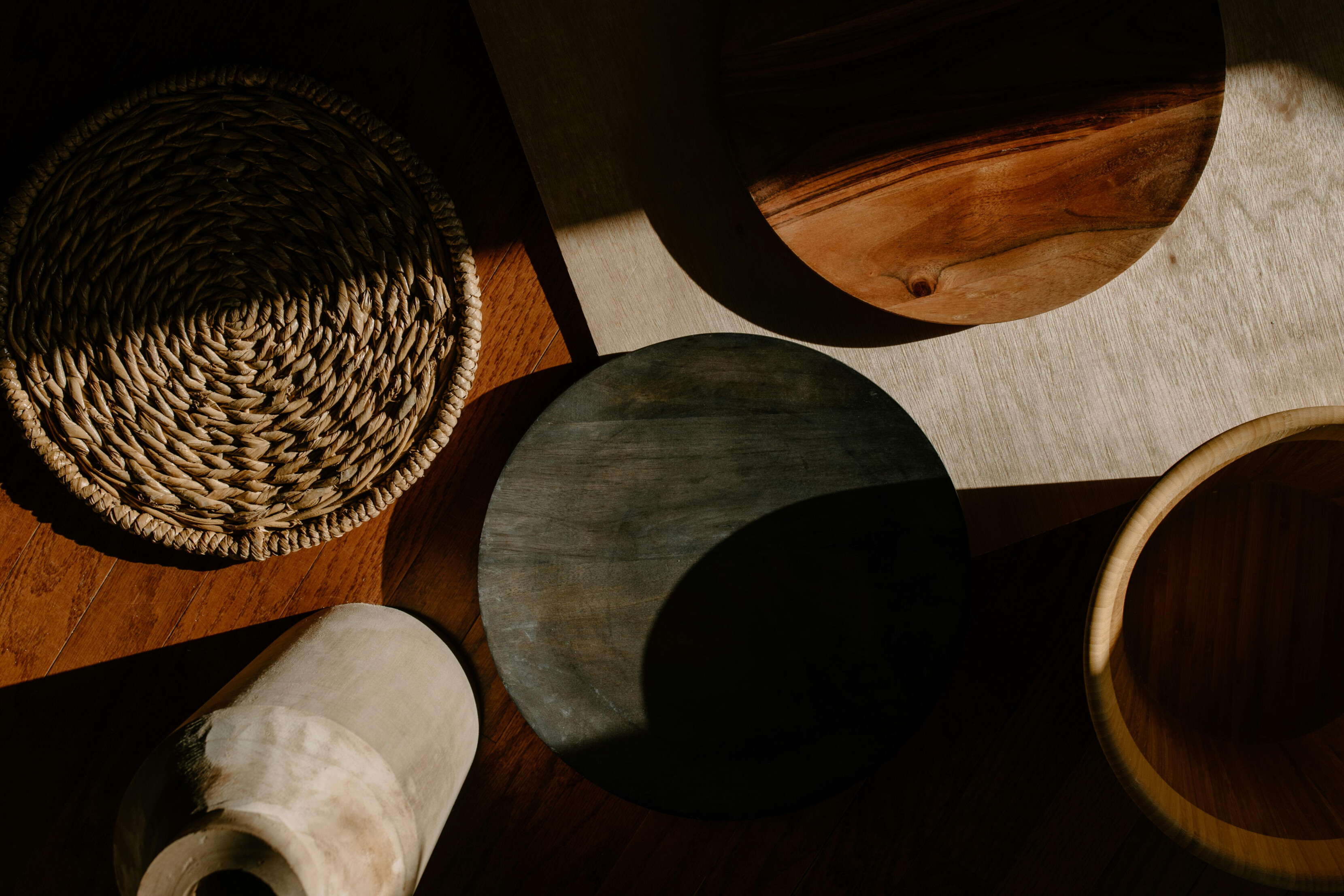 Wooden plates and bowls
